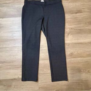 Rafaella Women's 12 Petite Navy Blue & Gray Checkered Pull-On Slim Leg Pants